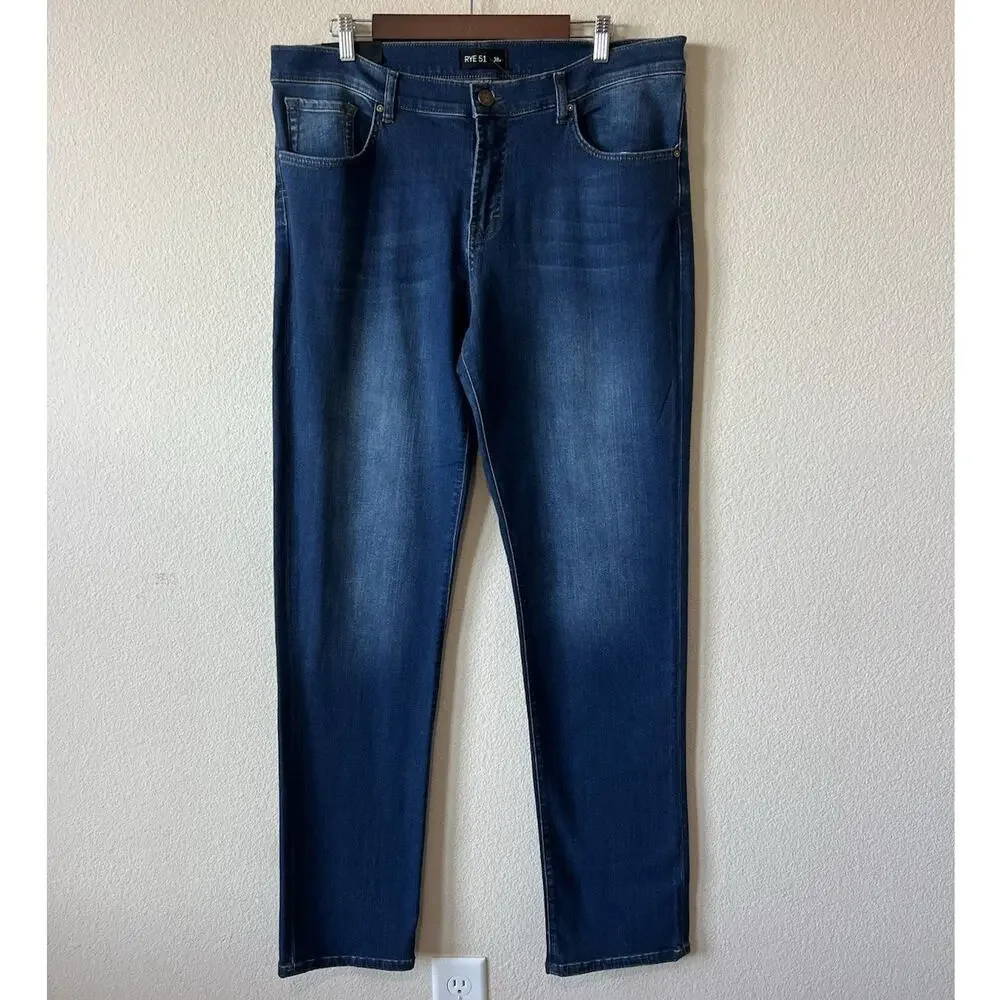 RYE 51 R51 Men’s Four Way Stretch Denim Jeans 38W Straight Fit Performance NWT - Picture 3 of 9